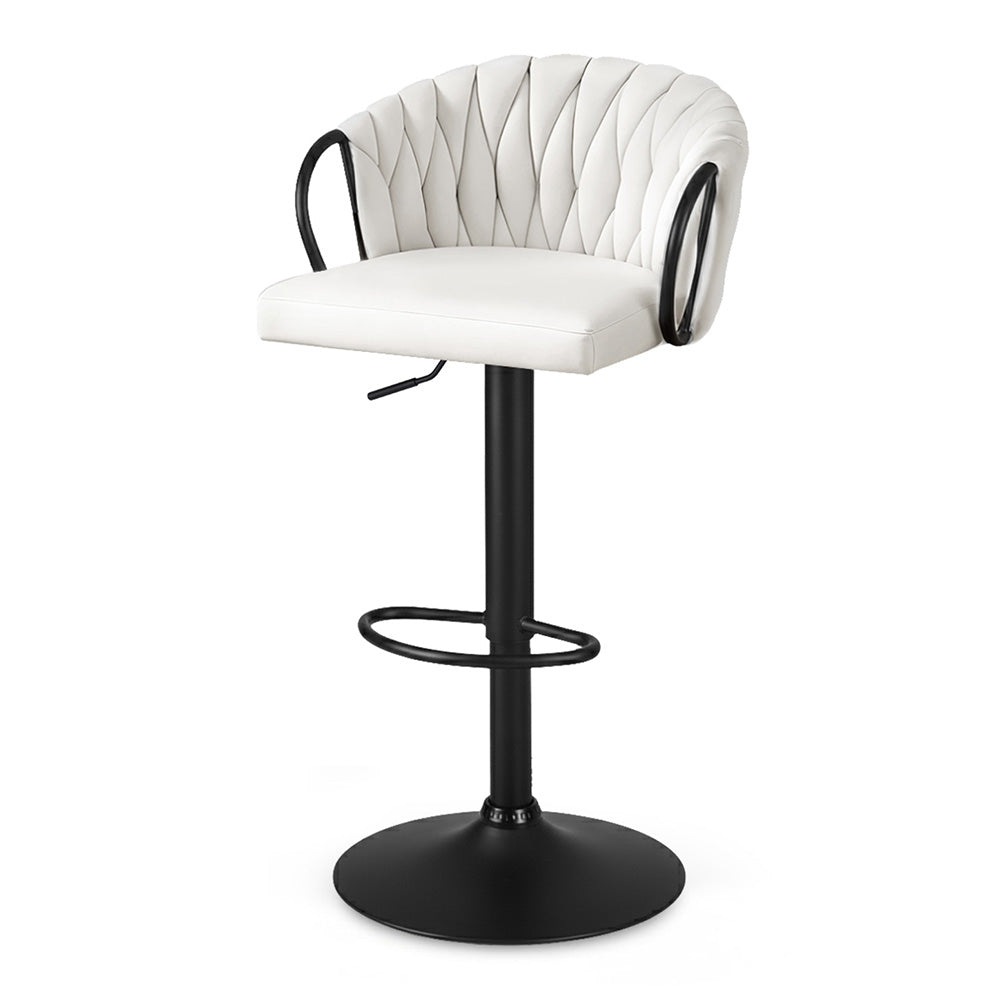 Stool Haven 1x Bar Stool Single Kitchen Dining Chair Counter Stool Woven Velvet Ivory