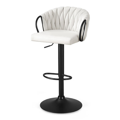 Stool Haven 1x Bar Stool Single Kitchen Dining Chair Counter Stool Woven Velvet Ivory