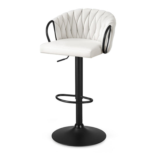 Stool Haven 1x Bar Stool Single Kitchen Dining Chair Counter Stool Woven Velvet Ivory