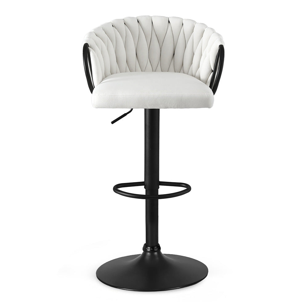 Stool Haven 1x Bar Stool Single Kitchen Dining Chair Counter Stool Woven Velvet Ivory