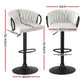 Stool Haven Bar Stool x2 Kitchen Dining Chair Counter Gaslift Woven Velvet Ivory