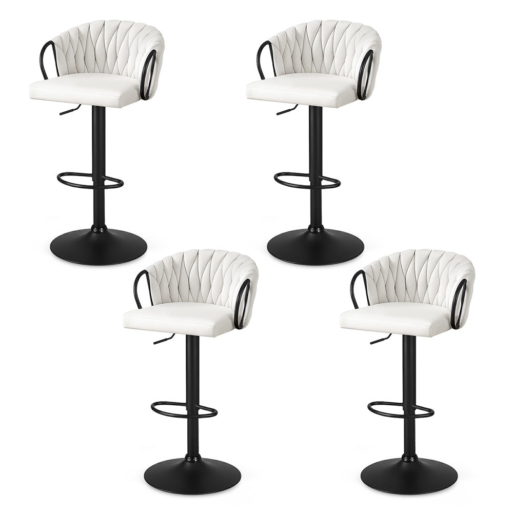 Stool Haven Bar Stool x4 Kitchen Dining Chair Counter Gaslift Woven Velvet Ivory