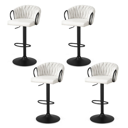 Stool Haven Bar Stool x4 Kitchen Dining Chair Counter Gaslift Woven Velvet Ivory