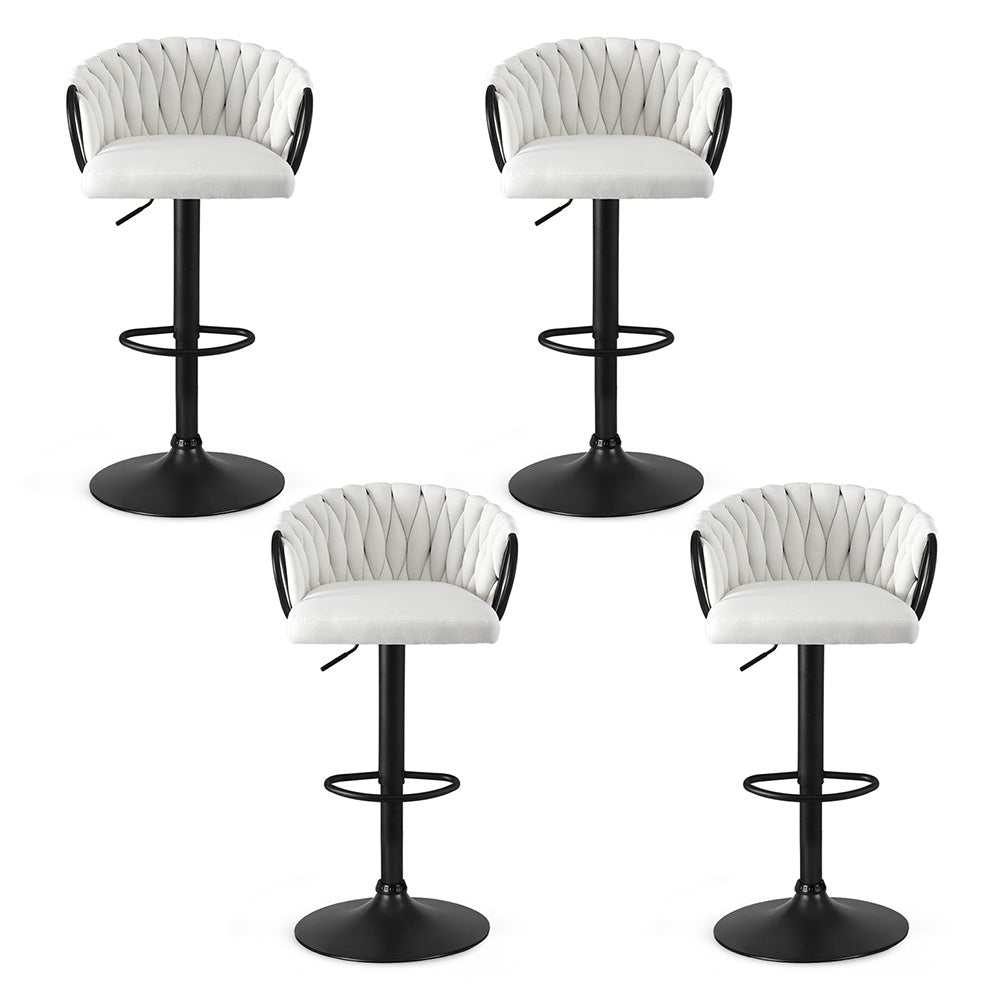Stool Haven Bar Stool x4 Kitchen Dining Chair Counter Gaslift Woven Velvet Ivory