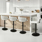 Stool Haven Bar Stool x4 Kitchen Dining Chair Counter Gaslift Woven Velvet Ivory