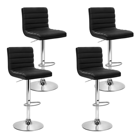 Stool Haven 4x Bar Stools Padded Leather Gas Lift Black