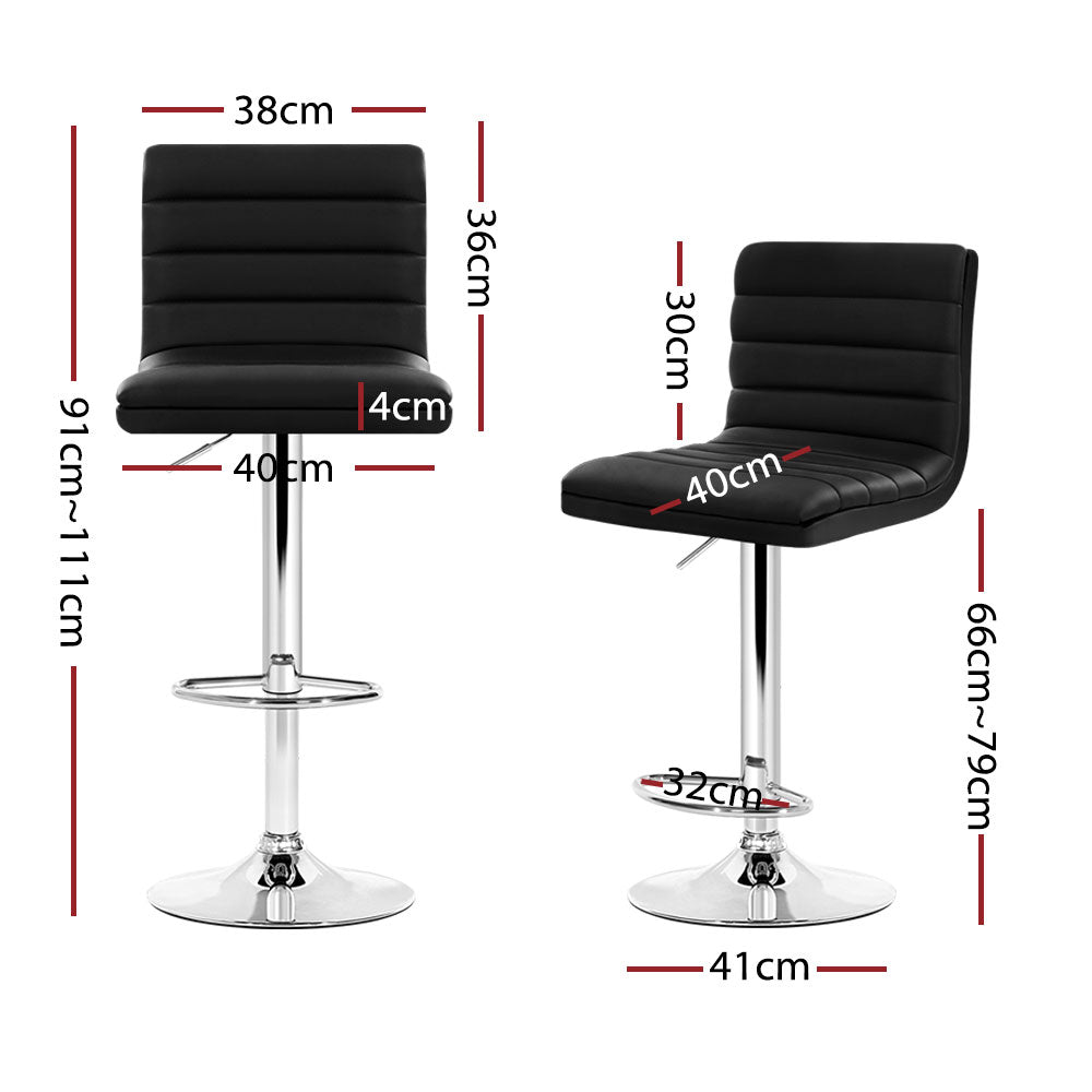 Stool Haven 4x Bar Stools Padded Leather Gas Lift Black