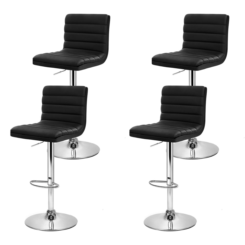 Stool Haven 4x Bar Stools Padded Leather Gas Lift Black