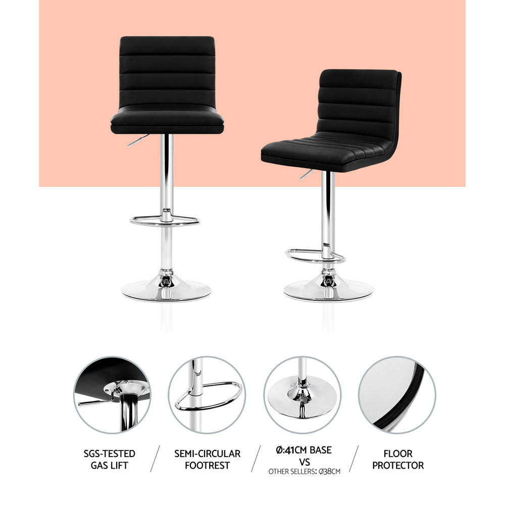 Stool Haven 4x Bar Stools Padded Leather Gas Lift Black