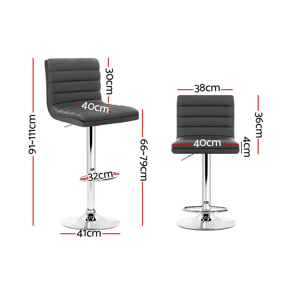 Stool Haven 2x Bar Stools Padded Leather Gas Lift Grey