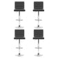 Stool Haven Set of 4 PU Leather Lined Pattern Bar Stools- Grey and Chrome
