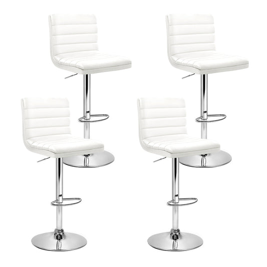 Stool Haven 4x Bar Stools Padded Leather Gas Lift White