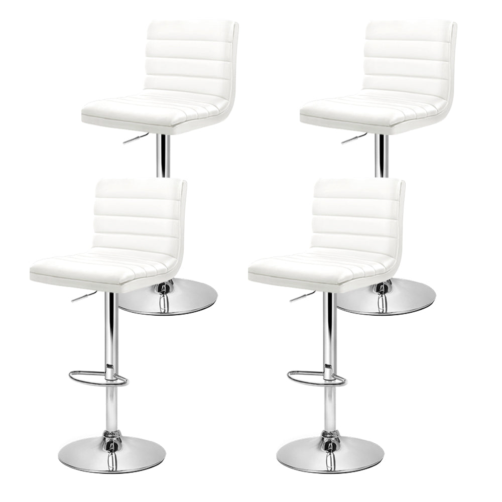 Stool Haven 4x Bar Stools Padded Leather Gas Lift White