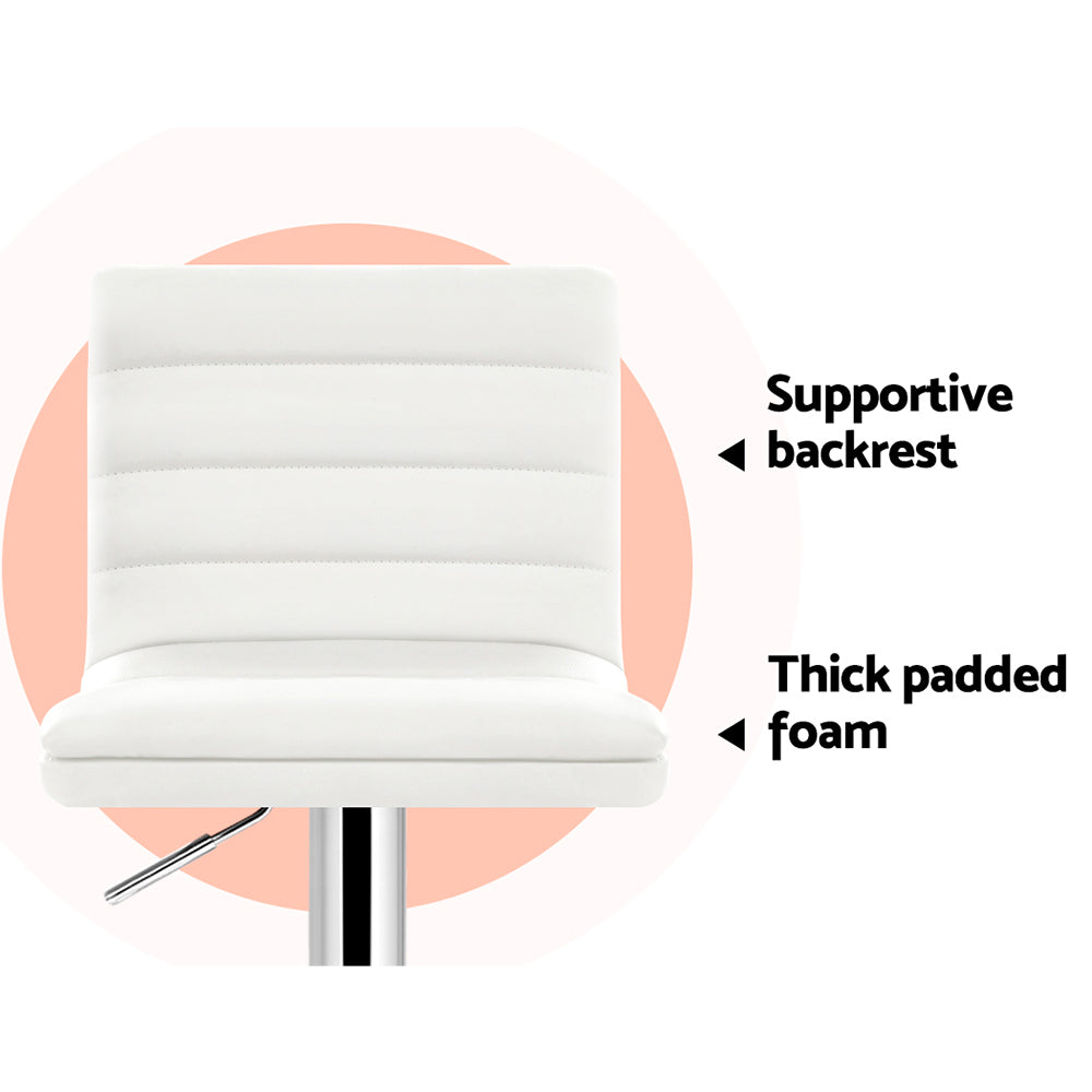Stool Haven 4x Bar Stools Padded Leather Gas Lift White