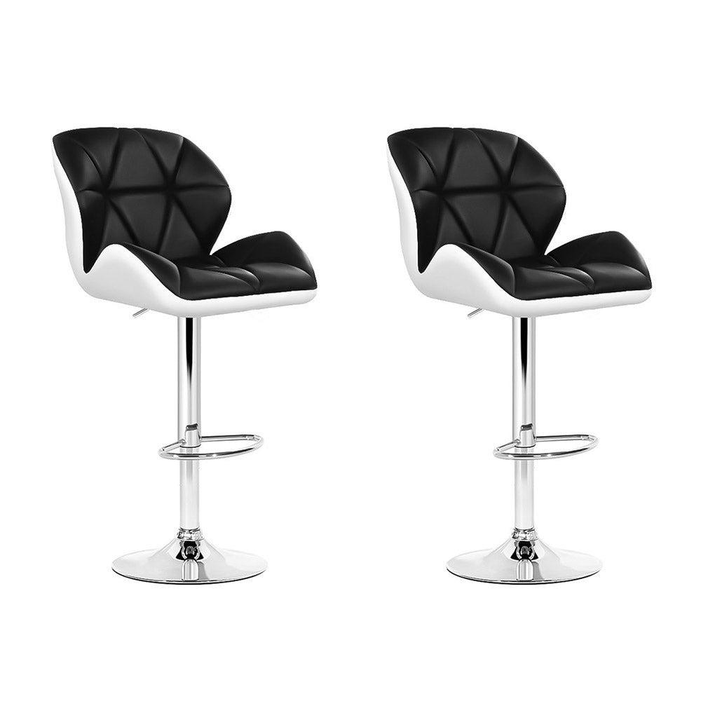 Stool Haven Set of 2 Kitchen Bar Stools - White, Black and Chrome