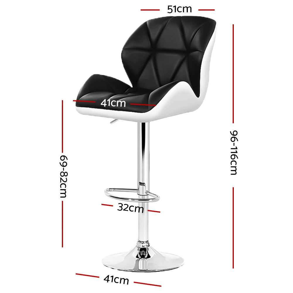 Stool Haven Set of 2 Kitchen Bar Stools - White, Black and Chrome