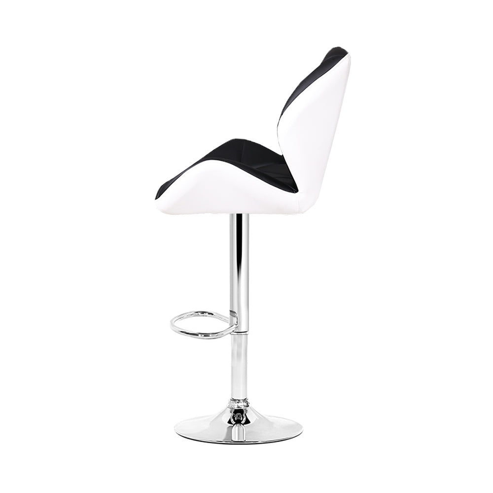 Stool Haven Set of 2 Kitchen Bar Stools - White, Black and Chrome