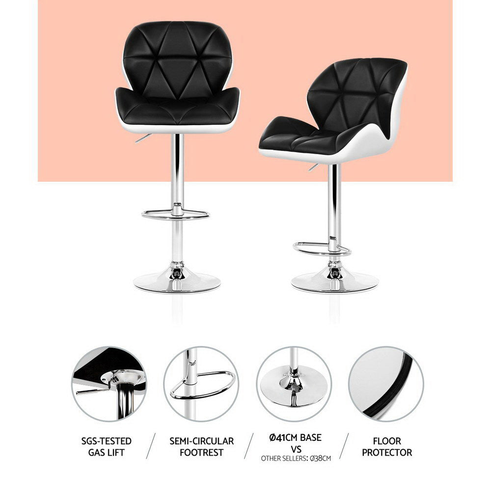 Stool Haven Set of 2 Kitchen Bar Stools - White, Black and Chrome