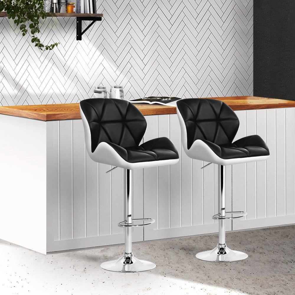 Stool Haven Set of 2 Kitchen Bar Stools - White, Black and Chrome