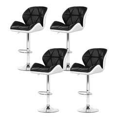 Stool Haven 4x Bar Stools Gas Lift Padded Leather Black & White