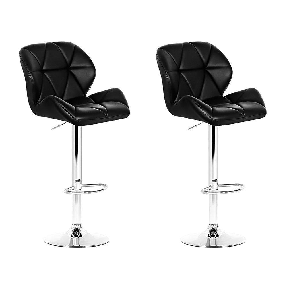 Stool Haven 2x Bar Stools Gas Lift Padded Leather Black
