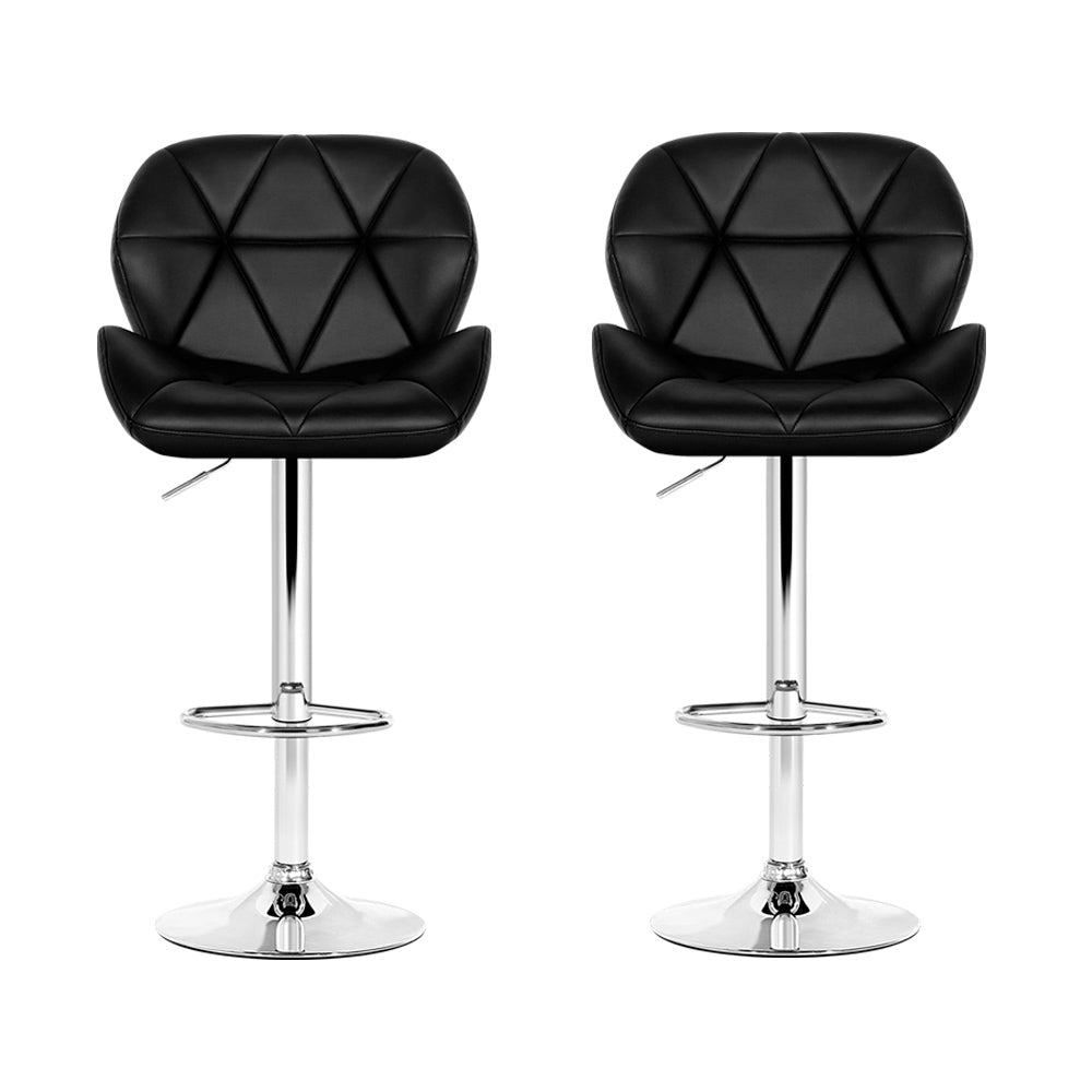 Stool Haven 2x Bar Stools Gas Lift Padded Leather Black