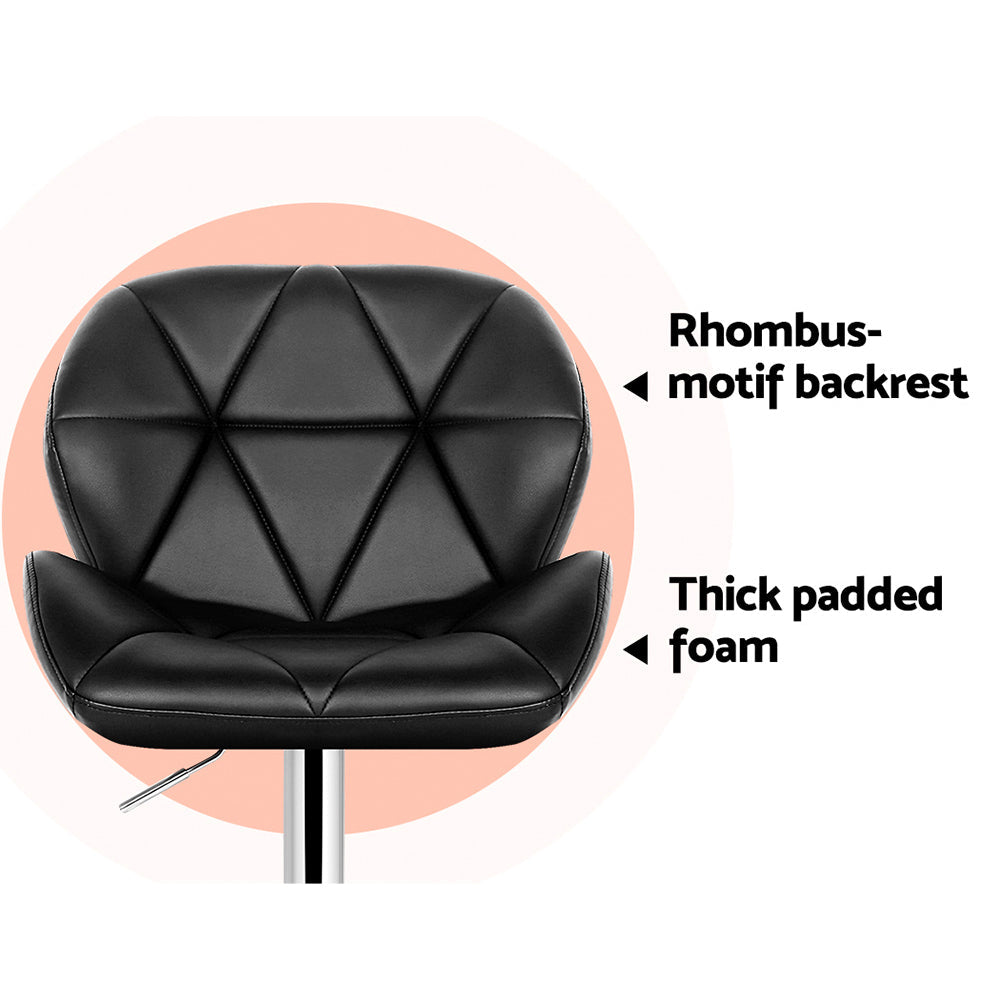 Stool Haven 2x Bar Stools Gas Lift Padded Leather Black