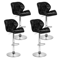 Stool Haven 4x Bar Stools Gas Lift Padded Leather Black