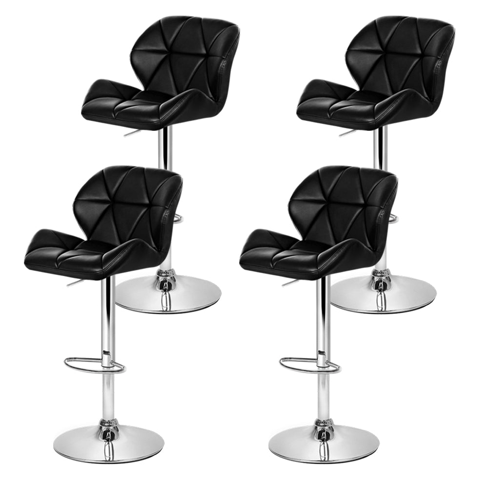 Stool Haven 4x Bar Stools Gas Lift Padded Leather Black