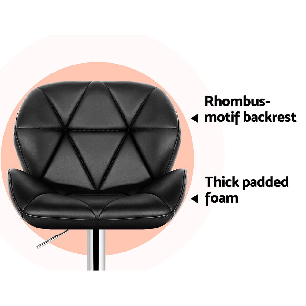 Stool Haven 4x Bar Stools Gas Lift Padded Leather Black
