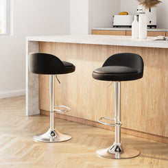 Stool Haven 2x Bar Stools PU Leather Gas Lift Black