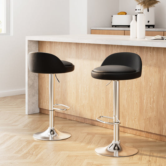 Stool Haven 2x Bar Stools PU Leather Gas Lift Black