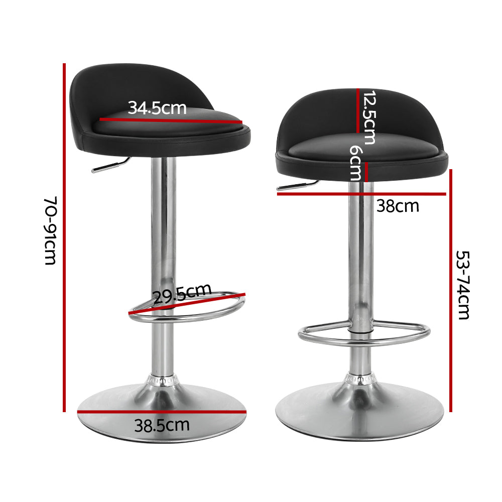 Stool Haven 2x Bar Stools PU Leather Gas Lift Black