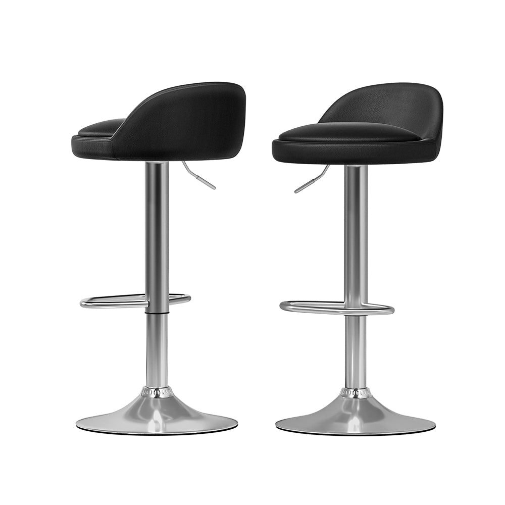 Stool Haven 2x Bar Stools PU Leather Gas Lift Black