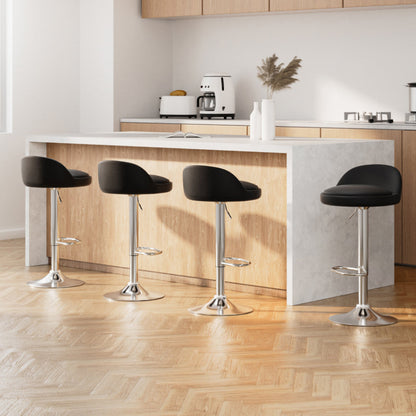 Stool Haven 4x Bar Stools PU Leather Gas Lift Black