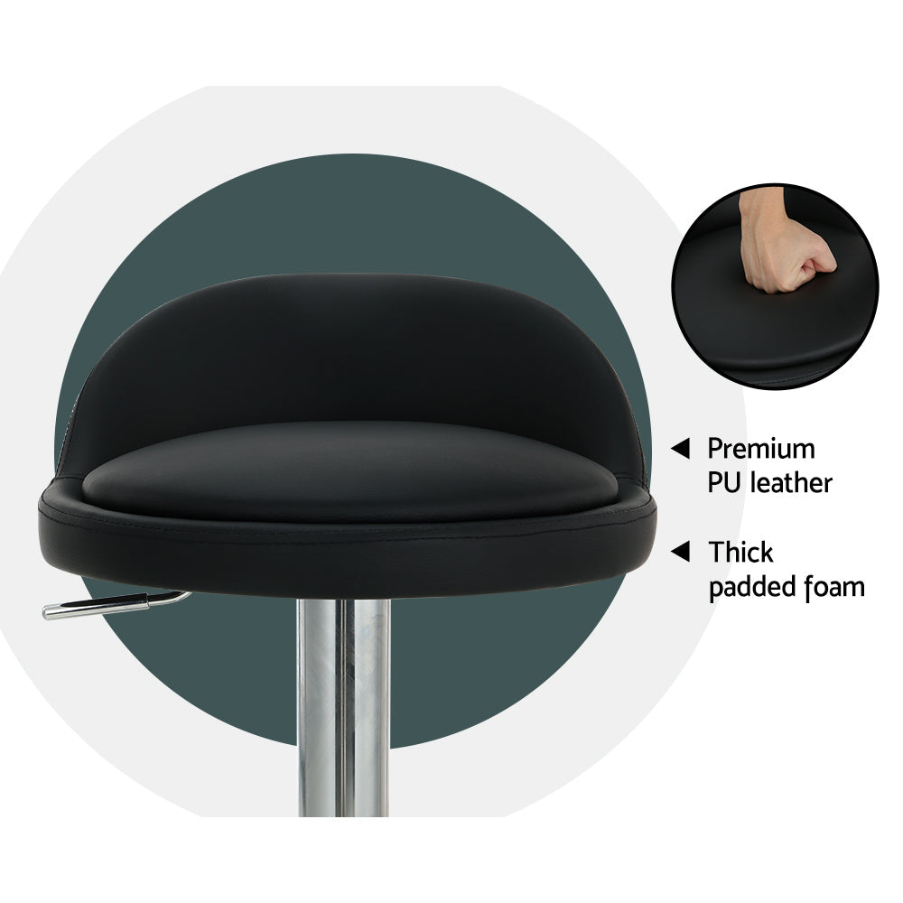 Stool Haven 4x Bar Stools PU Leather Gas Lift Black