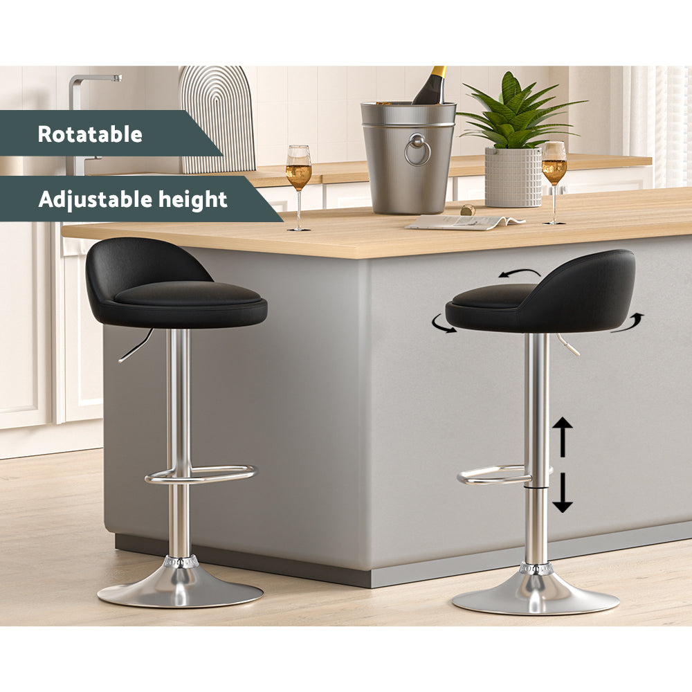 Stool Haven 4x Bar Stools PU Leather Gas Lift Black