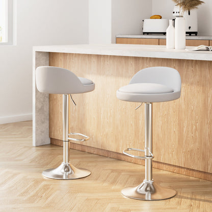Stool Haven 2x Bar Stools PU Leather Gas Lift White