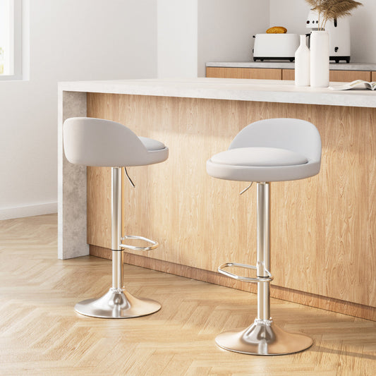 Stool Haven 2x Bar Stools PU Leather Gas Lift White