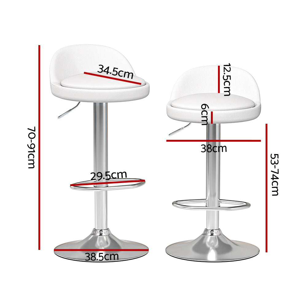 Stool Haven 2x Bar Stools PU Leather Gas Lift White