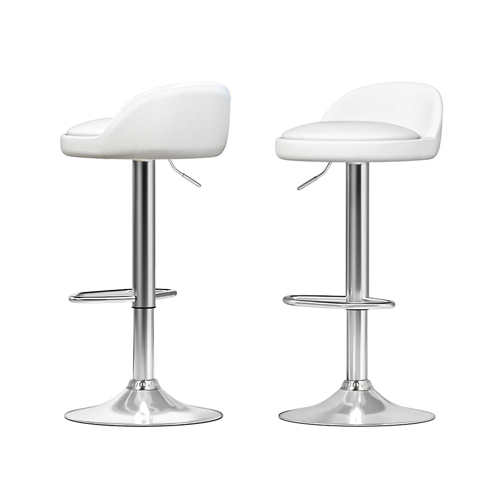 Stool Haven 2x Bar Stools PU Leather Gas Lift White