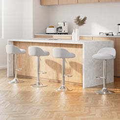 Stool Haven 4x Bar Stools PU Leather Gas Lift White