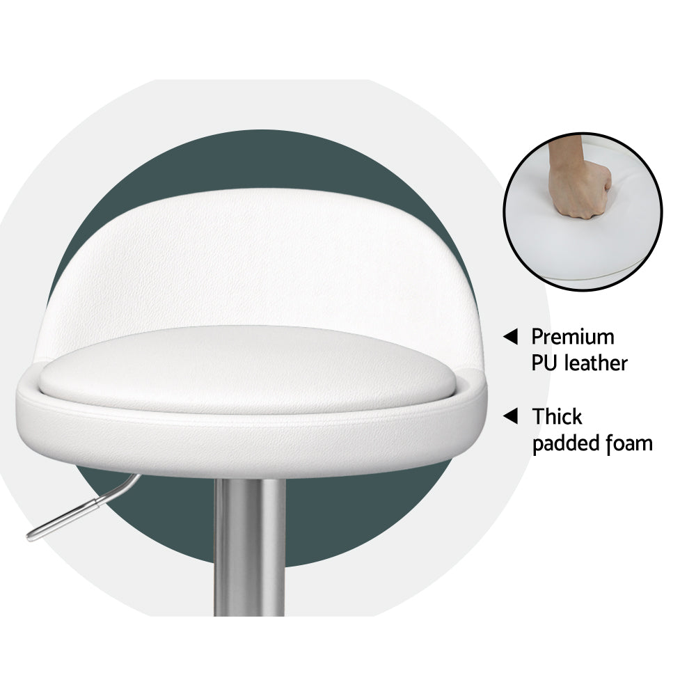 Stool Haven 4x Bar Stools PU Leather Gas Lift White