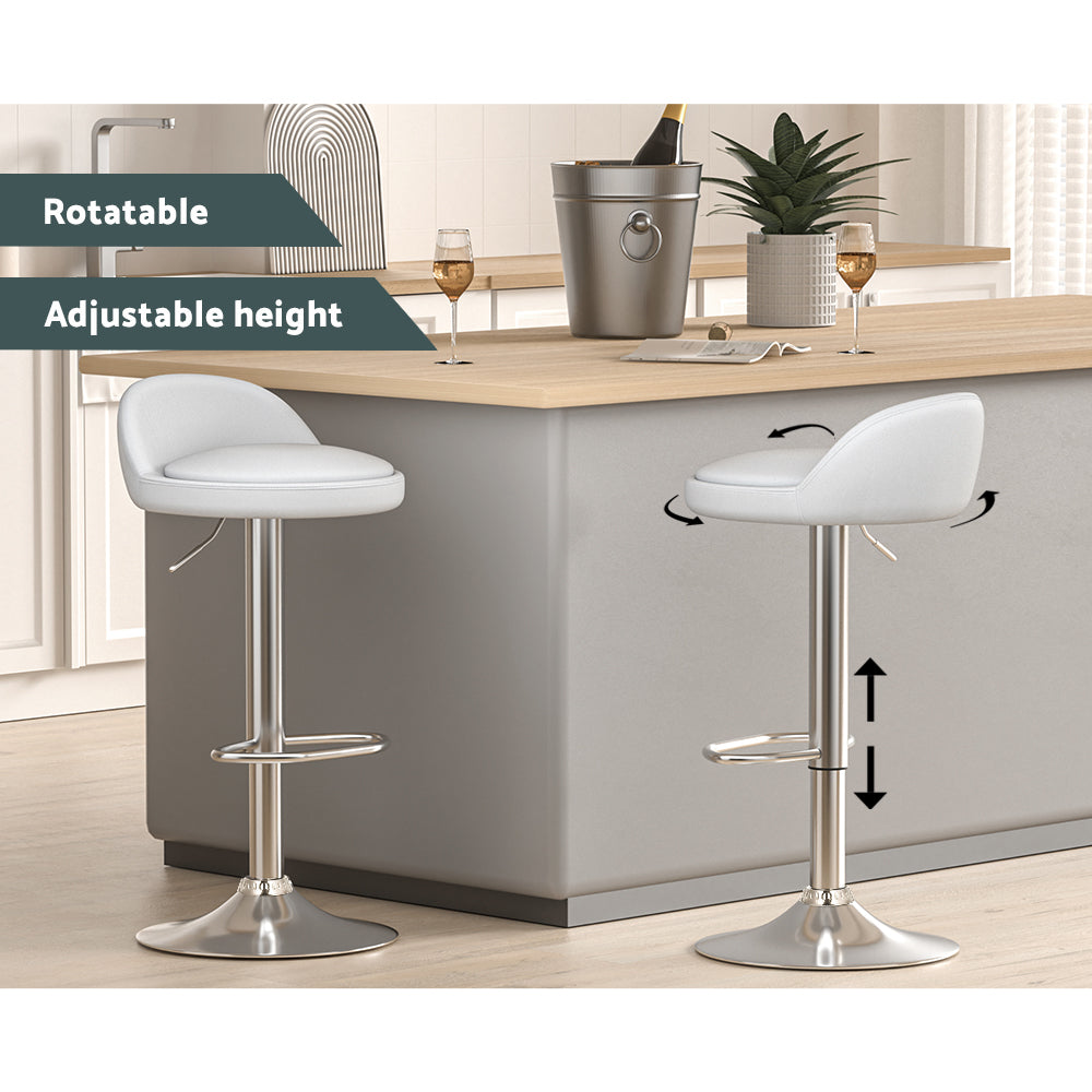 Stool Haven 4x Bar Stools PU Leather Gas Lift White