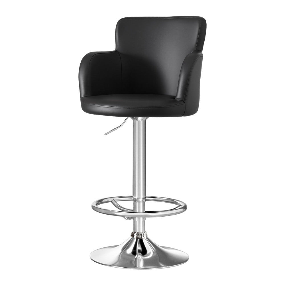Stool Haven 1x Leather Bar Stools Swivel Adjustable Gas Lift PU Counter Chairs Black