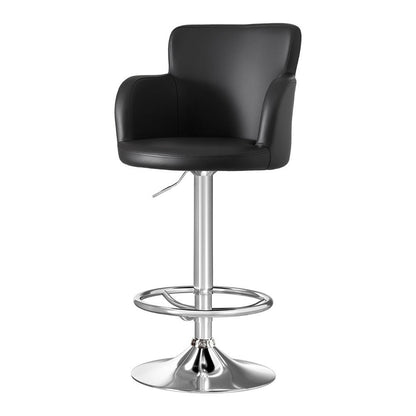 Stool Haven 1x Leather Bar Stools Swivel Adjustable Gas Lift PU Counter Chairs Black