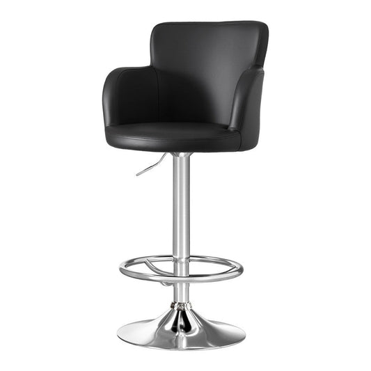 Stool Haven 1x Leather Bar Stools Swivel Adjustable Gas Lift PU Counter Chairs Black