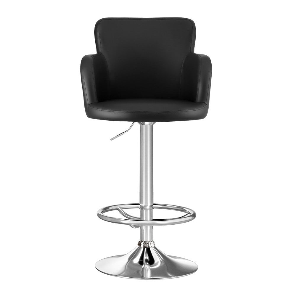 Stool Haven 1x Leather Bar Stools Swivel Adjustable Gas Lift PU Counter Chairs Black