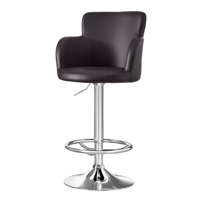 Stool Haven 1x Leather Bar Stools Swivel Adjustable Gas Lift PU Counter Chairs Brown
