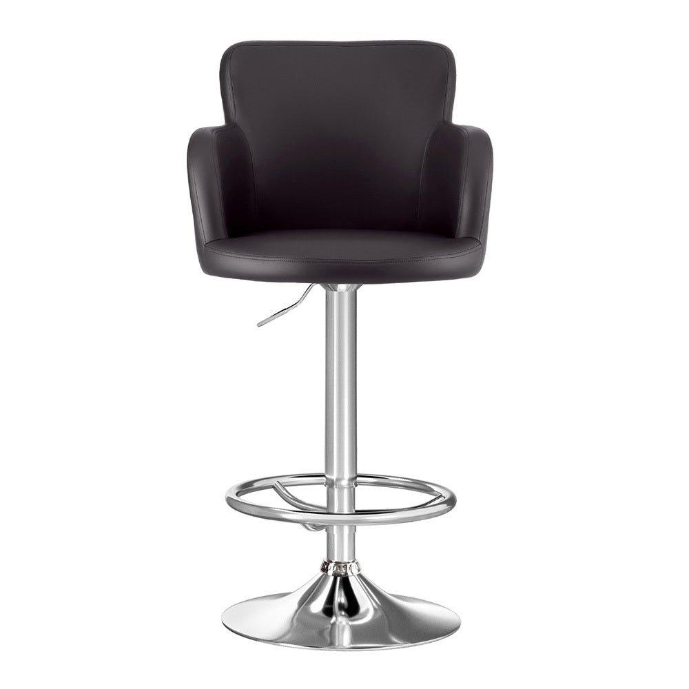 Stool Haven 1x Leather Bar Stools Swivel Adjustable Gas Lift PU Counter Chairs Brown